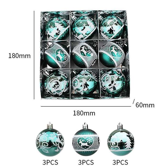 9pcs Christmas Balls Christmas Tree Decor Hanging for Home(green)