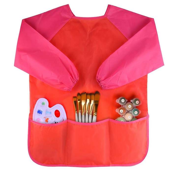 Waterproof Children's Drawing Blouse Children's Art Apron Red