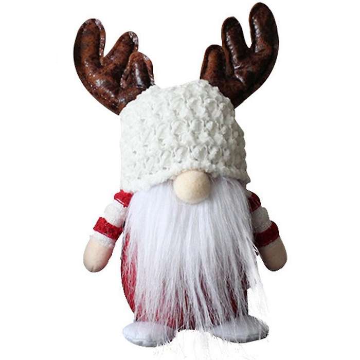 Christmas Faceless Doll Ornaments Antlers Old Man Doll White B