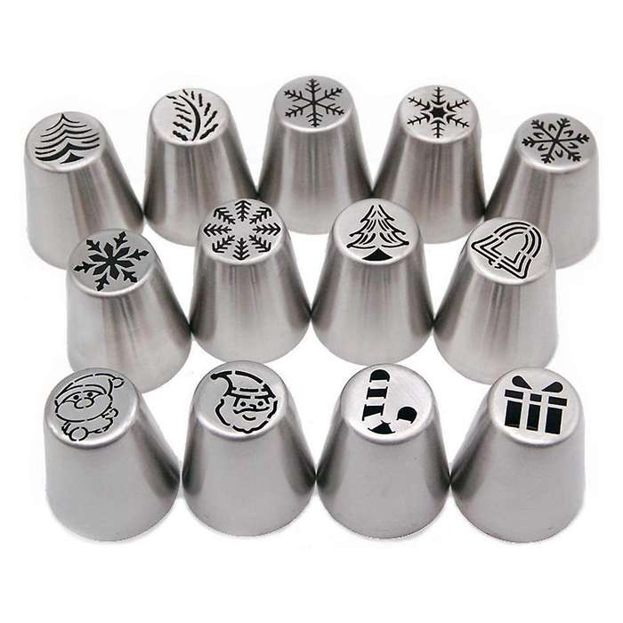 13 Pieces Of Christmas Flower Frosting Head Cake Decorating Supplies