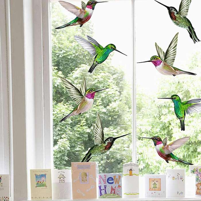 8 Large Beautiful Humming Bird Static Cling Window Stickers