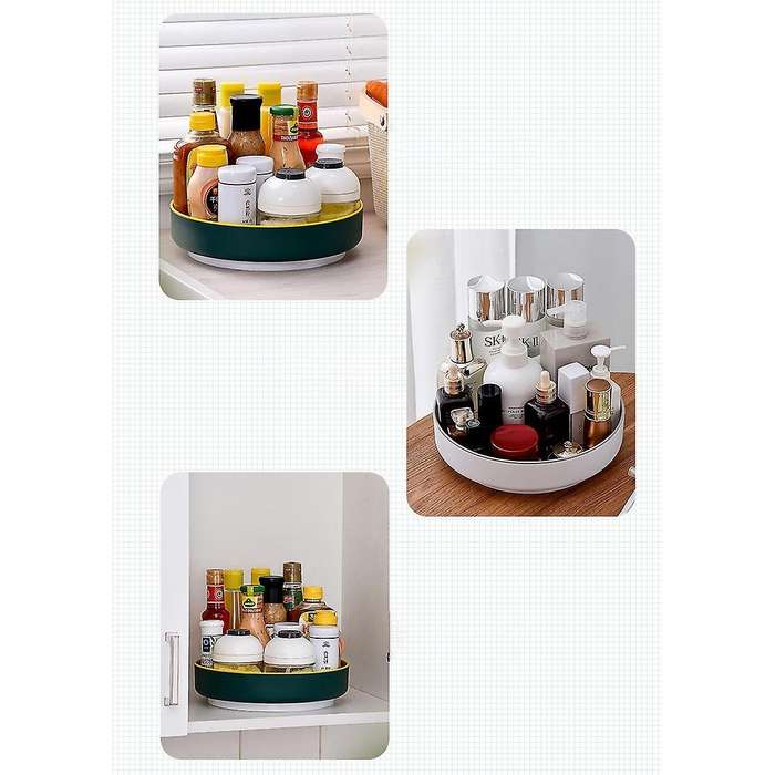 360 Rotating Spice Rack Kitchen for Bathroom, Cabinets-green+yellow