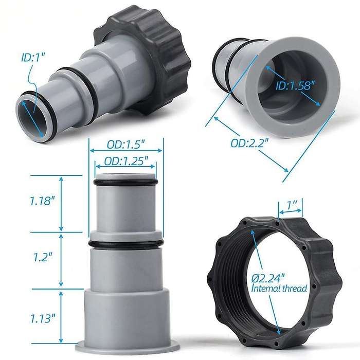 Pool Hose Adapter with Collar for Intex Threaded Connection Pump