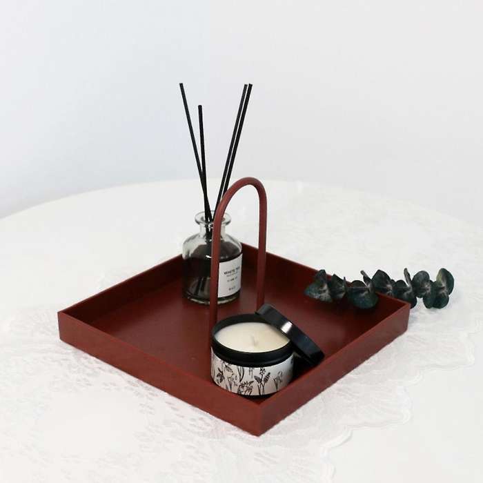 Desktop Storage Tray Plastic Square Jewelry Trays with Handle,b