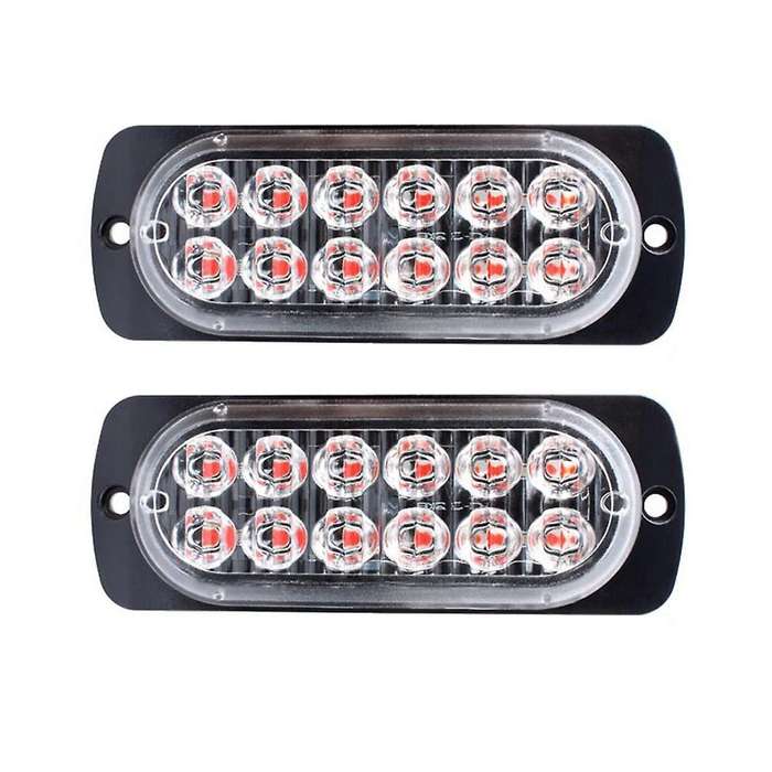 2pcs Led Strobe Warning Light Strobe Grille Flashing Lightbar Red