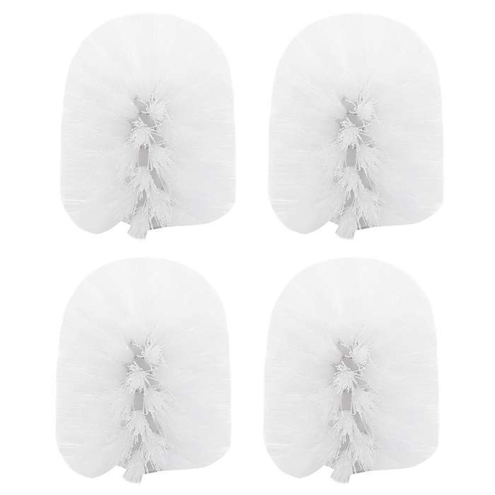 Plastic Toilet Cleaning Brushes Head Holders White (4x White Heads)