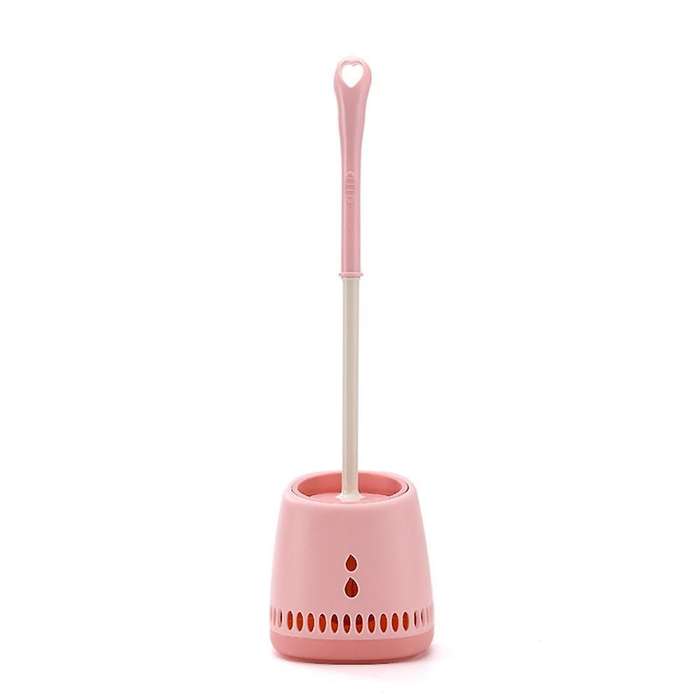 Wall Hanging Toilet Brush Holder Long Handle Cleaning Brush -pink
