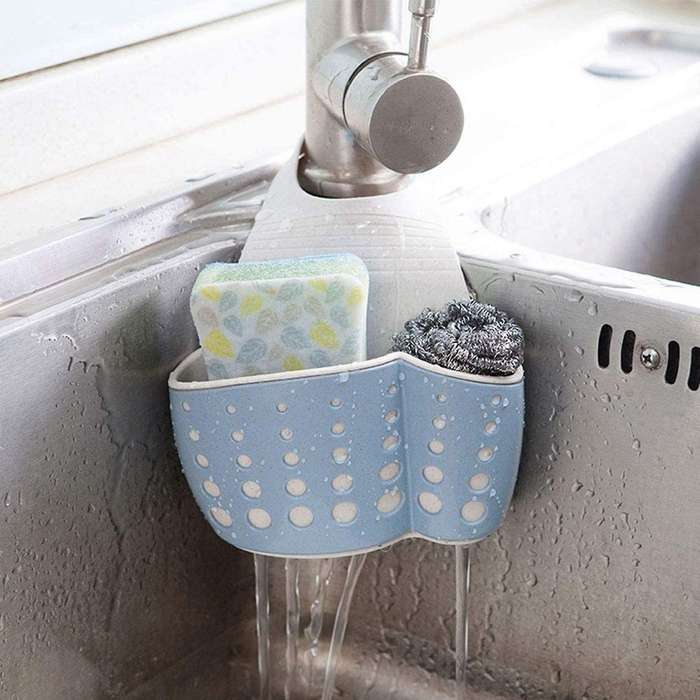Wheat Double-layer Adjustable Snap-on Sink Storage Hanging Bag-pink