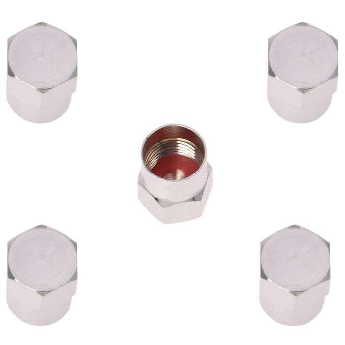 5 Quality Chrome Valve Dust Caps Car / Bike Tube - Tyre