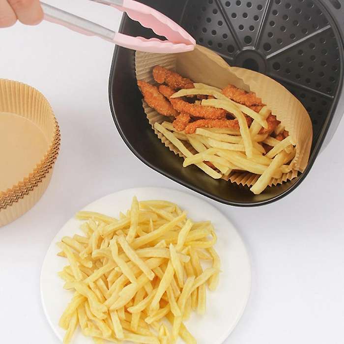 80pcs Air Fryer Disposable Paper Liner Non-stick Mats Round (brown)