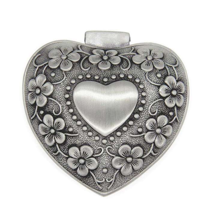 Classic Vintage Antique Heart Shaped Jewelry Box Ring Gift,silver