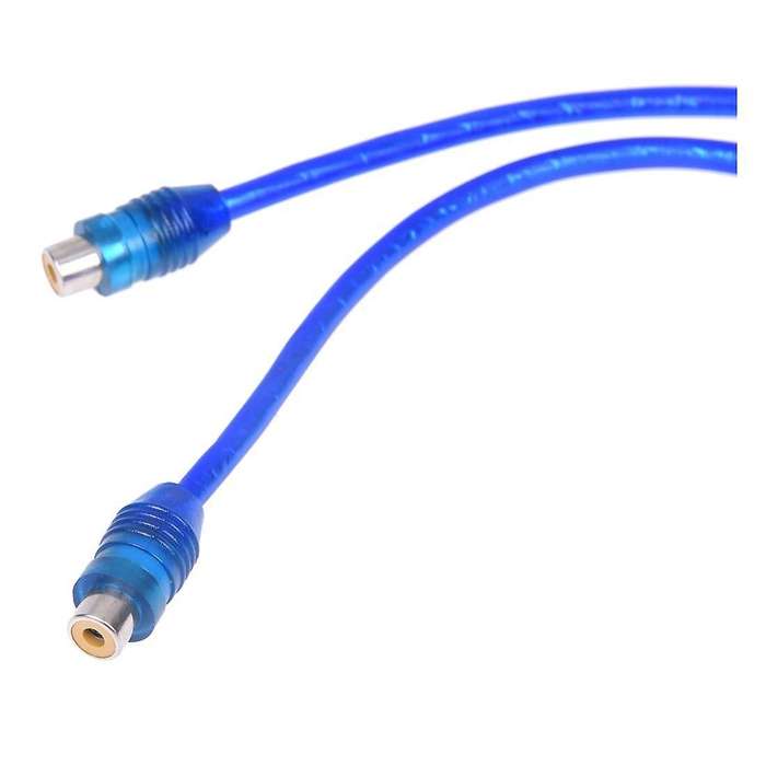 Car Audio Rca Female to 2 Rca Male Splitter Adapter Cable Wire Dark Blue 2 Pcs