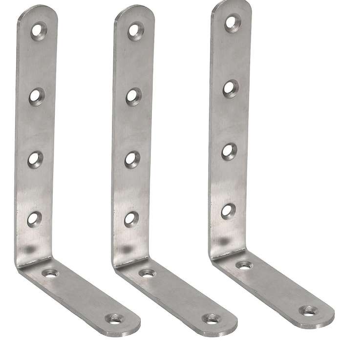 3x 125x75mm L Shape Stainless Steel Shelf Corner Brace Angle Bracket