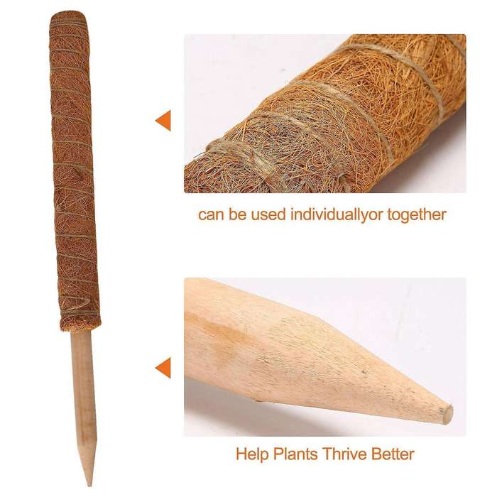 2pcs Coir Totem Pole for Plants Moss Pole with 10 Pieces Ties,40cm