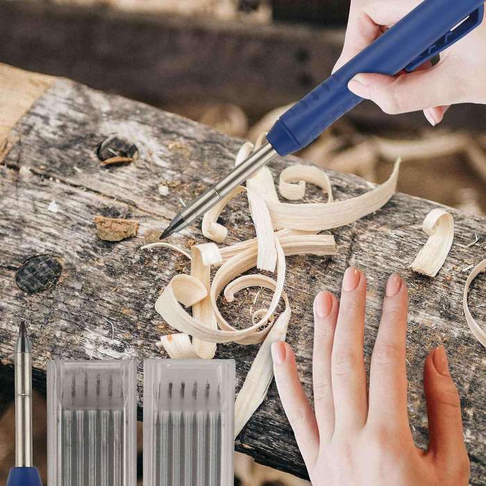 Carpenter Pencil,1pcs Solid Work Pencil Set with 12 Refill Leads D