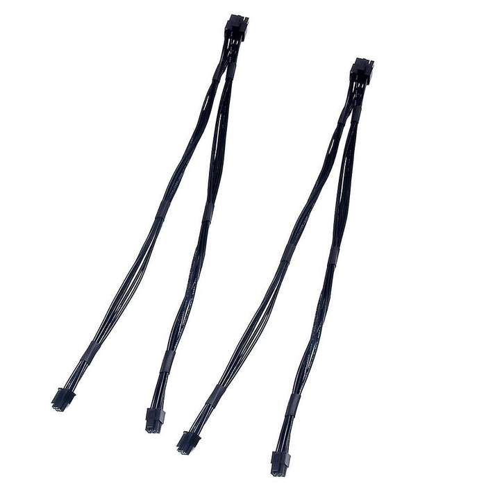 2pcs Dual Mini Pci-e 6-pin to 8-pin Pci-e Power Cable for Video Card