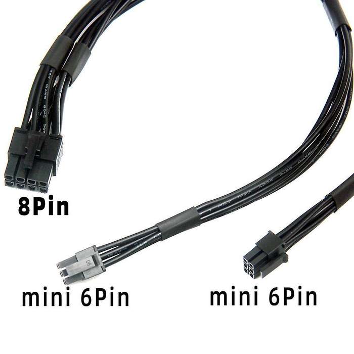 2pcs Dual Mini Pci-e 6-pin to 8-pin Pci-e Power Cable for Video Card