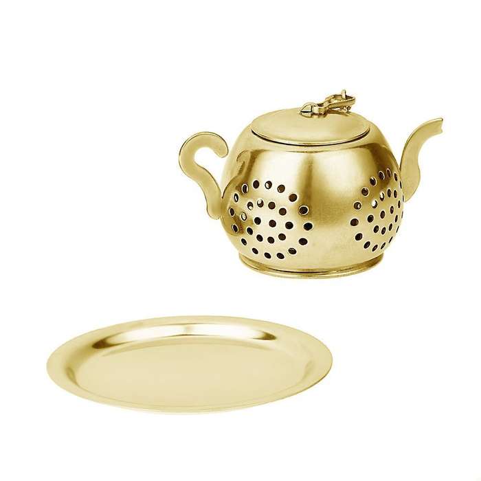 Gold Mesh Stainless Steel Tea Pot Spice Herb Strainer Filter
