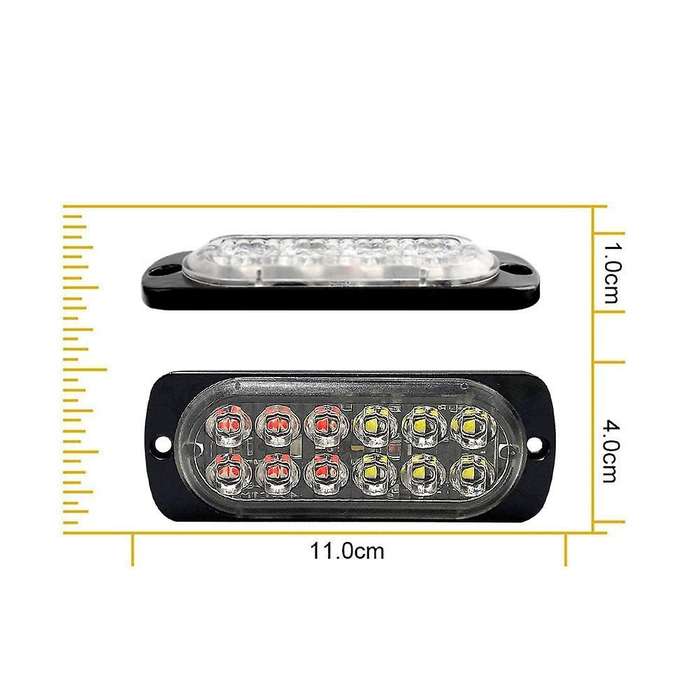 2pcs Led Strobe Warning Light Strobe Grille Flashing White Red