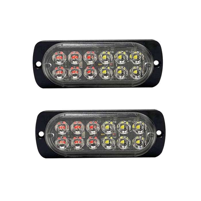 2pcs Led Strobe Warning Light Strobe Grille Flashing White Red