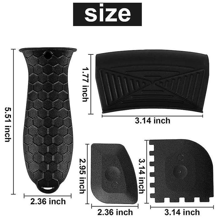 5pcs Silicone Hot Handle Holder Cast Iron Non Slip Pot Heat Resistant