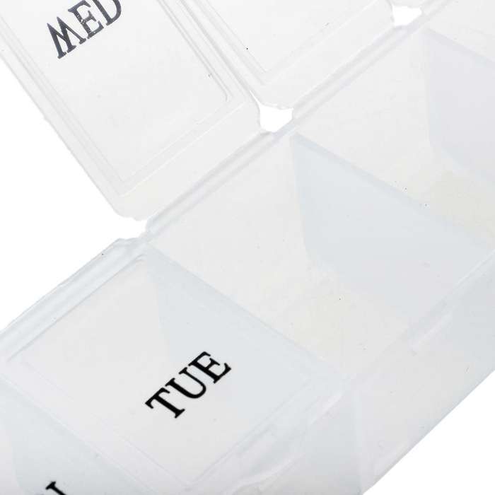7 Day Weekly Pill Box Organizer Medicine Compartments Vitamin Storage Travel Kit 1pcs White