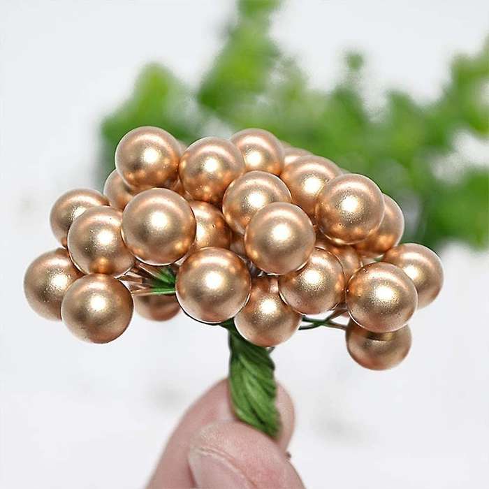 400pcs Christmas Holly Berries Mini Xmas Fake Berry Flower