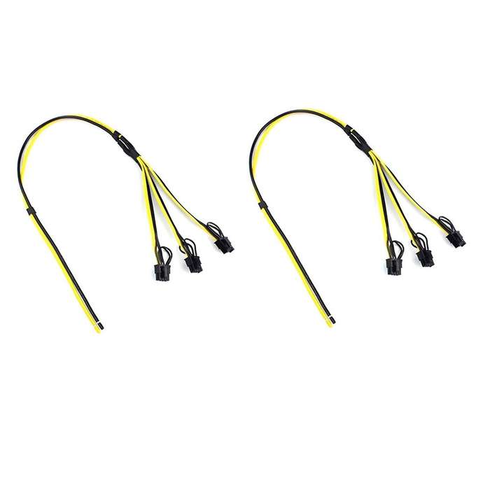 2pcs Power Supply Cable 6+2 Pin Card Line 1 to 3 6pin+ 2pin Adapter