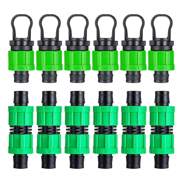 12 Pcs Drip Irrigation Coupling and Tubing End Cap Plug Set 1/2 Inch