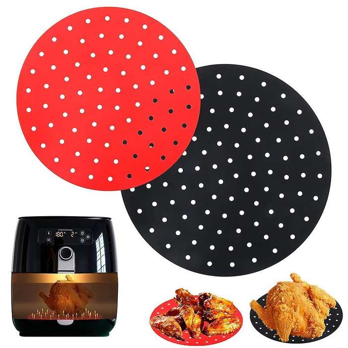 2 Pieces Of Silicone Air Fryer Liner 9 Inch 8 Inch Red Pan Liner