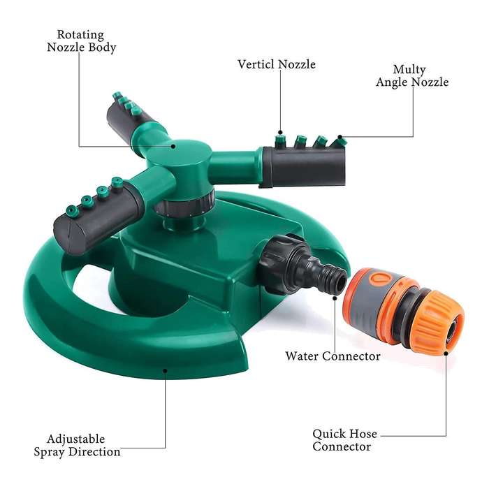 Adjustable Lawn Sprinkler 360 Degree 3 Arm Rotating Sprinkler
