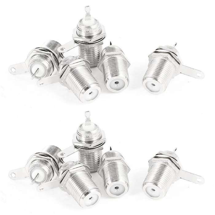 5 Pcs F Type Panel Mounted Socket Female Solder Connector Adapter