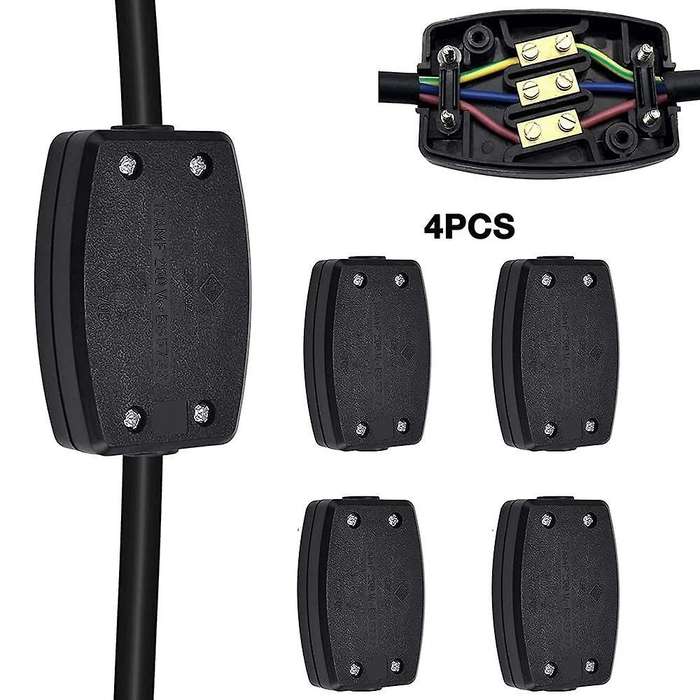 3 Terminal Electrical Junction Box 4 Pack for Outdoor Lighting