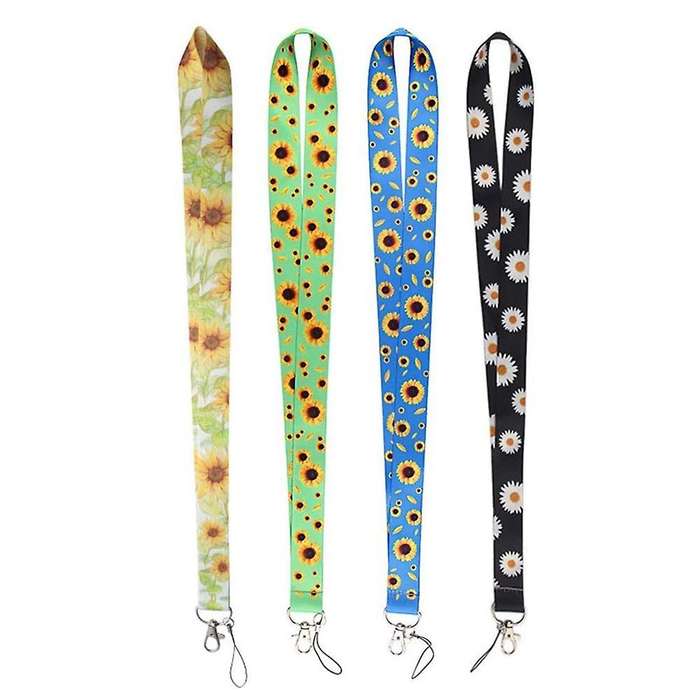 4pcs Sunflower Lanyards for Mobile Phone Id Badge Holder Keychain