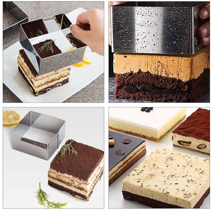 Set Of 3 Cake Molds Rings, Square Mousse Mold Mould Baking Tool