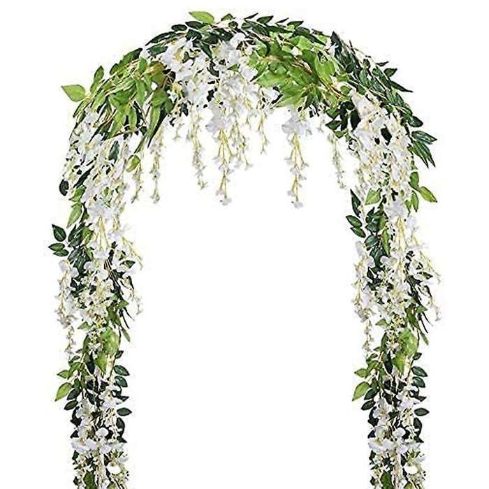 2pcs 7ft/pcs Artificial Wisteria Vine, Flower Garland Wisteria,white