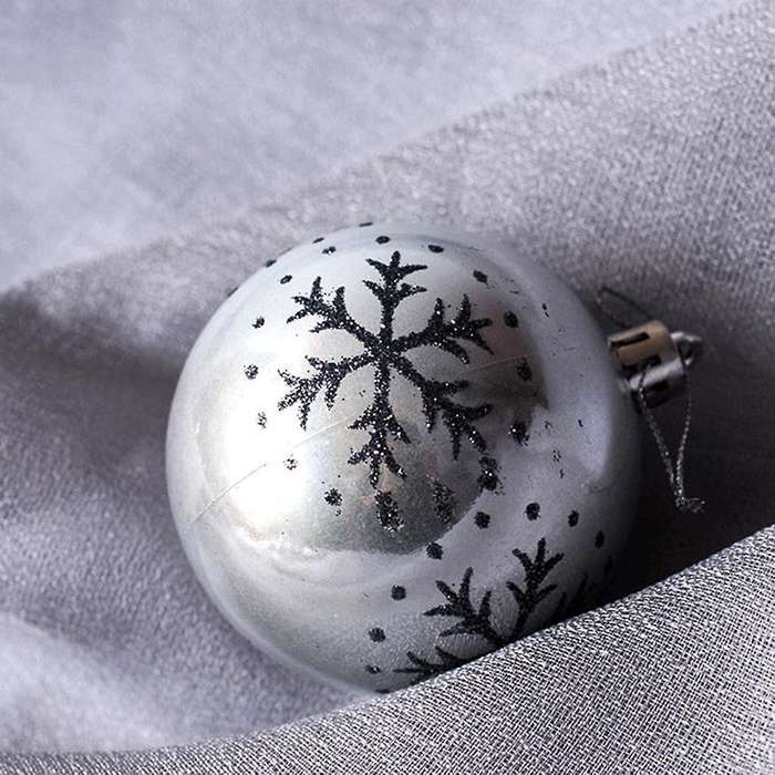 8cm Snowflake Christmas Ball Black Gray Christmas Ball Decoration