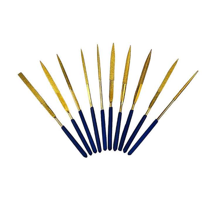 10pcs Titanium Diamond Coating Needle Flat File Set