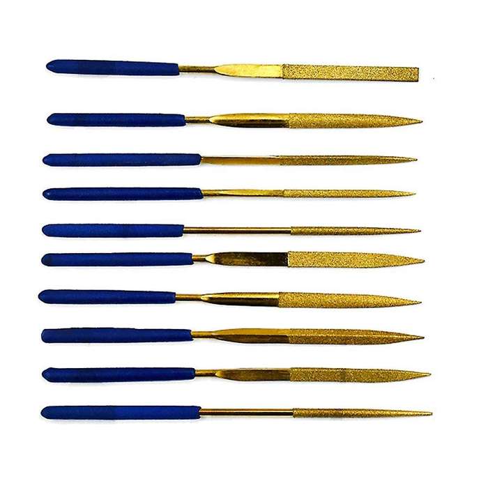 10pcs Titanium Diamond Coating Needle Flat File Set