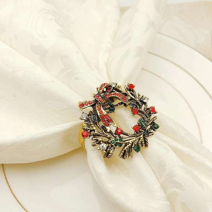 Christmas Wreath Napkin Rings Metal Napkin Buckle Napkin Holder