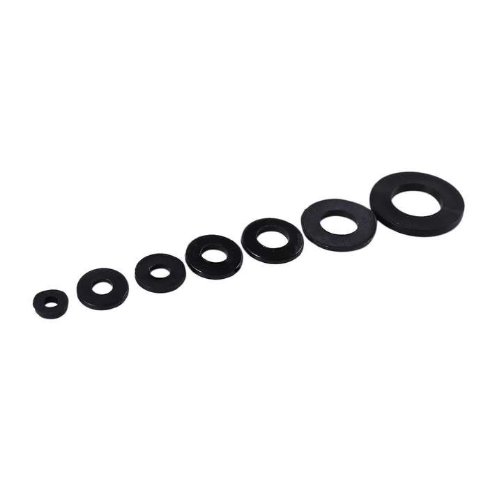 Nylon Flat Round Plastic Washer Assortment Kit Black 350pcs