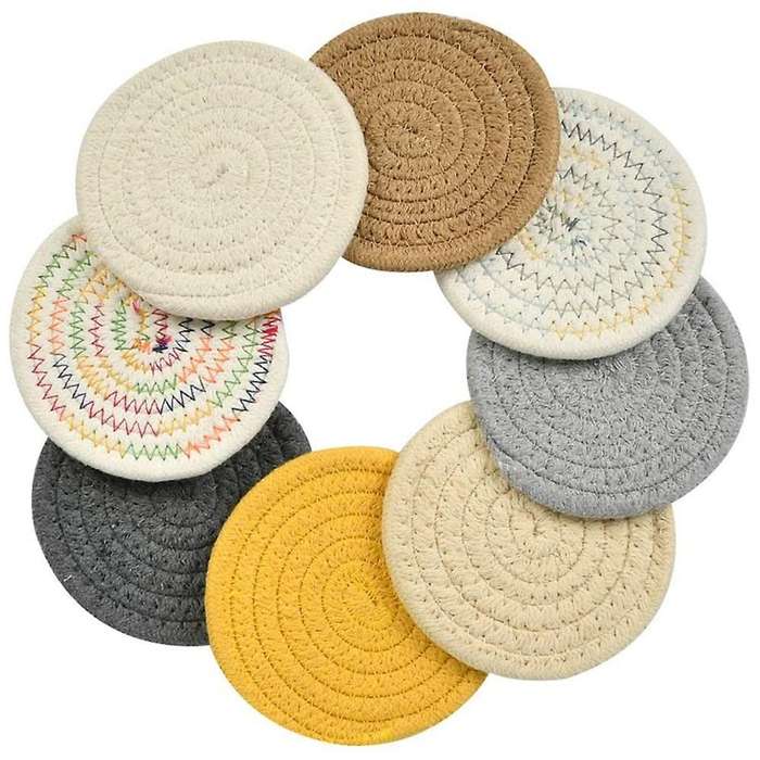 Cotton Round Woven Cute Coasters,thicken Braided Coasters for Drink