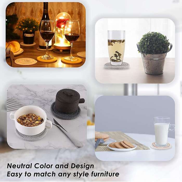 Cotton Round Woven Cute Coasters,thicken Braided Coasters for Drink