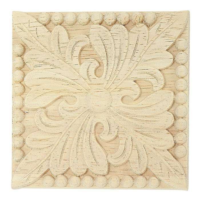 1x Rubber Wood Carved Onlay Applique Diy Decor #f:20 X 20cm