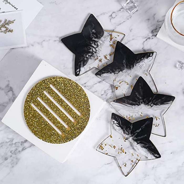 5pcs Five-pointed Star Coaster Bracket Silicone Mold Diy Coaster