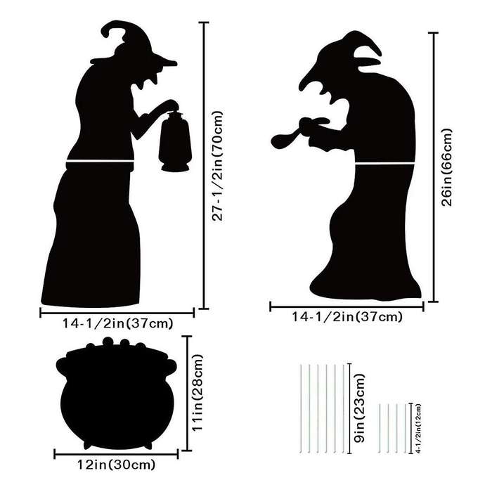 Halloween Witch Black Silhouette Holiday Decoration Garden Props