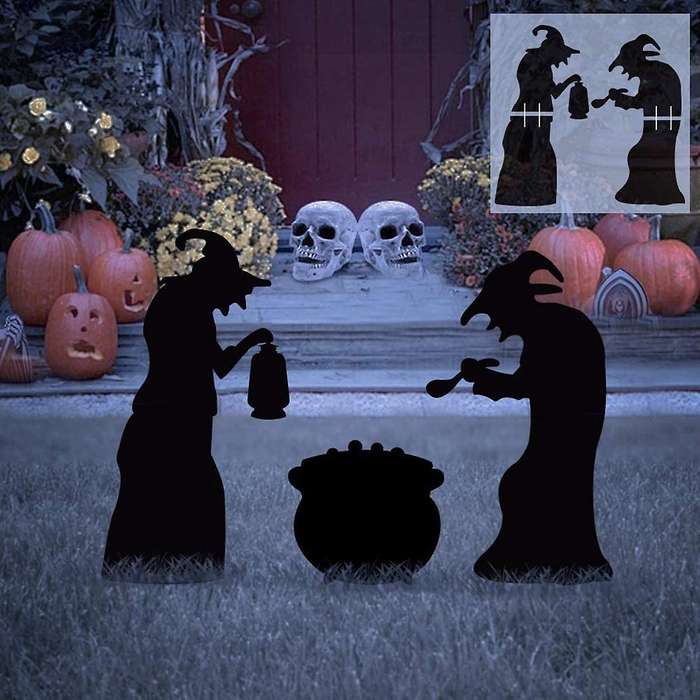 Halloween Witch Black Silhouette Holiday Decoration Garden Props