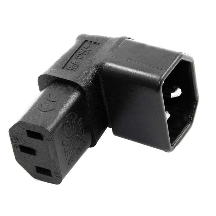 Iec Male C14 to Up Right Angle 90 Degree Iec Female C13 Adapter