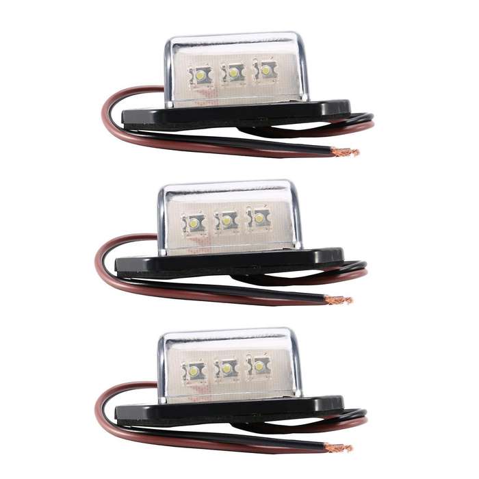 3x 12/24v 3 Led License Plate Tag Light Boat Rv Interior Step Lamp