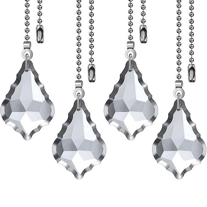 4pcs Ceiling Fan Pull Chains, Premium Crystal Fan Pull Chain